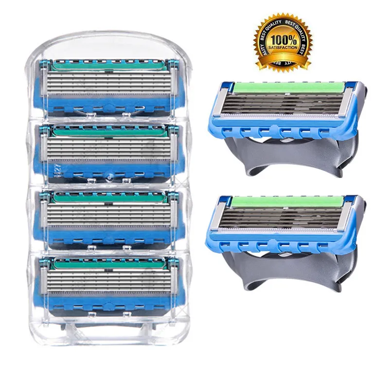 

4 Unids/lote Profesional Calidad De Afeitar Razor Blades Reemplazo 5 Hojas De Afeitar Cartuchos Compatibles Con Gillettee Fusion