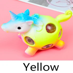 Дадаизма с надписью «Unicorns вентиляционный мяч сжатие приколы, розыгрышки игрушки анти-стресс мяч забавная игрушка-Антистресс игрушка забавные мультипликационные животные - Цвет: Yellow