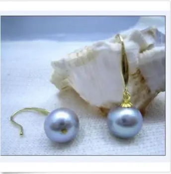 

CHARMING 9-10MM SOUTH SEA GREY PEARL EARRING 14K