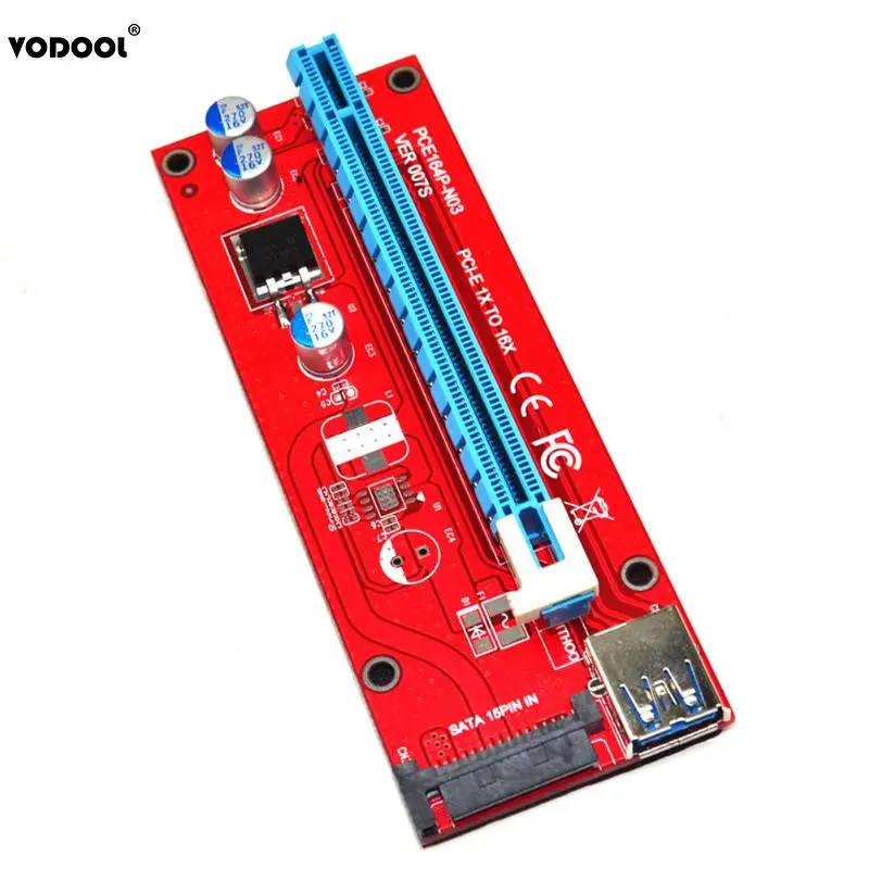 Новинка 007S PCI E расширитель переходная карта USB 3 0 164P Express 1x до 16x питания 6Pin SATA для