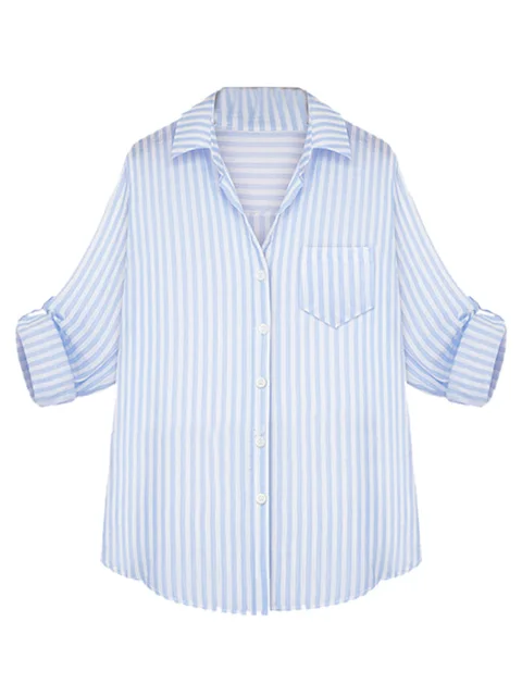 Light blue and white striped shirt womens Clearance