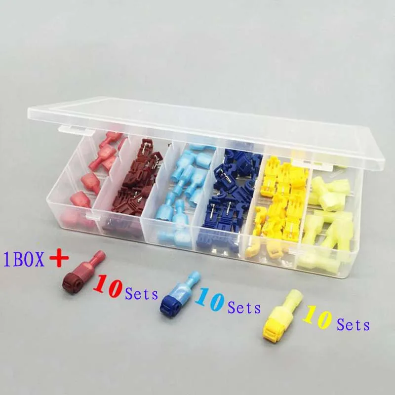 

2Boxes Quick Connector Clip T-type Wire Terminal Blockless Connector Kit Wire And Cable Quick Connectors Set Boxed