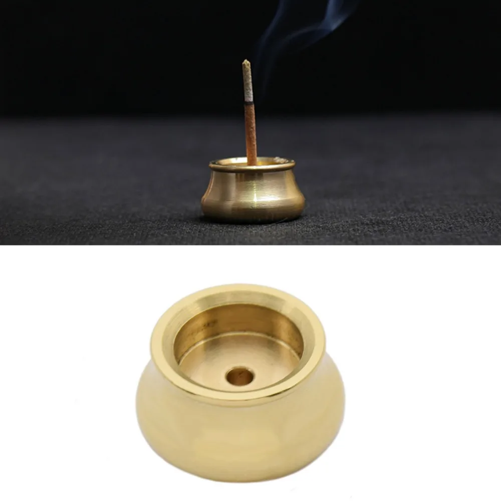 Lychee Life 1pc Bowl Shape Brass Incense Burner Holder for Incense Stick Incense Base Living Room Decoration