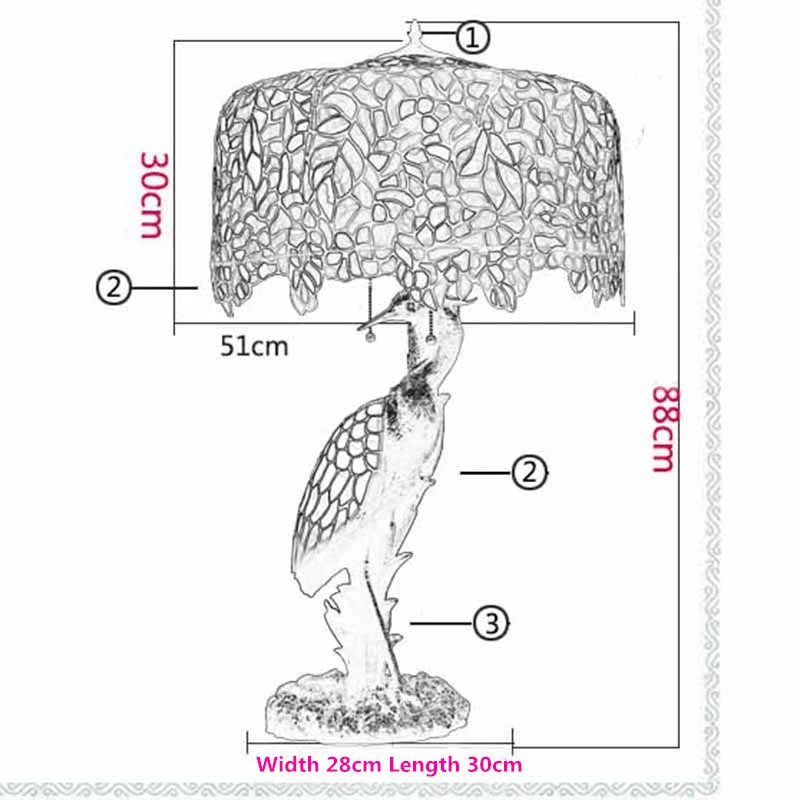 Фумат Тиффани качество гостиная Европейский витраж Глициния настольная лампа кран Птица смолы стенд роскошные стеклянные настольные лампы