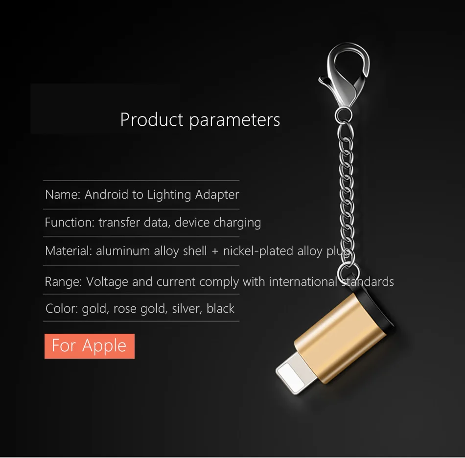 !ACCEZZ Mini Micro USB To Lighting 8 Pin For Apple Adapter With Key Chain For iphone X XS XR 6 7 Plus Sync Charger OTG Converter (6)