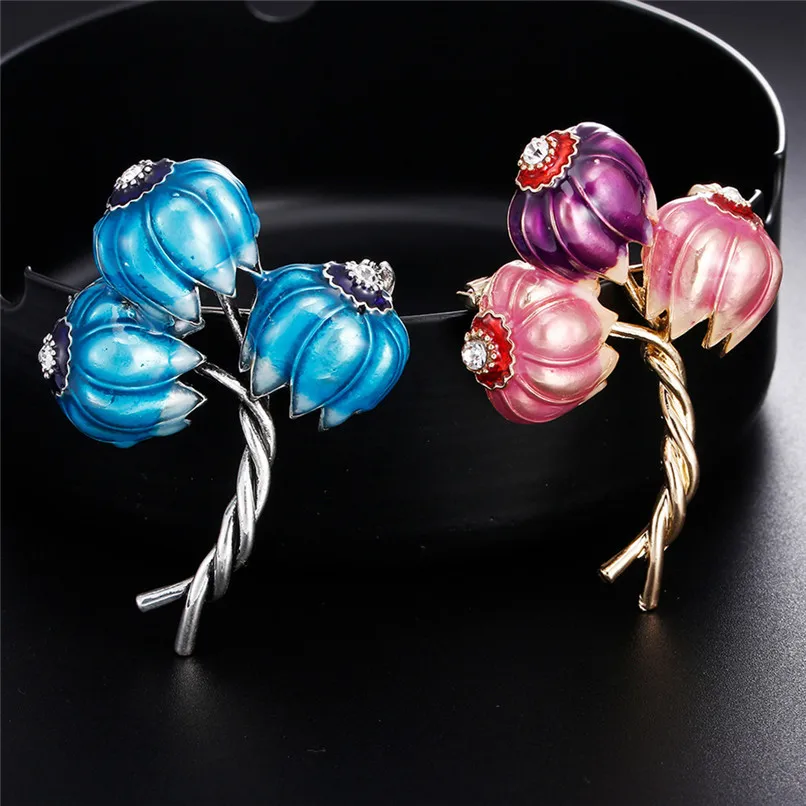 Classic Special Flowers Enamel Brooches Metal Plants Weddings  Party Brooch Pins Clothing Accessories 30LY04 (4)