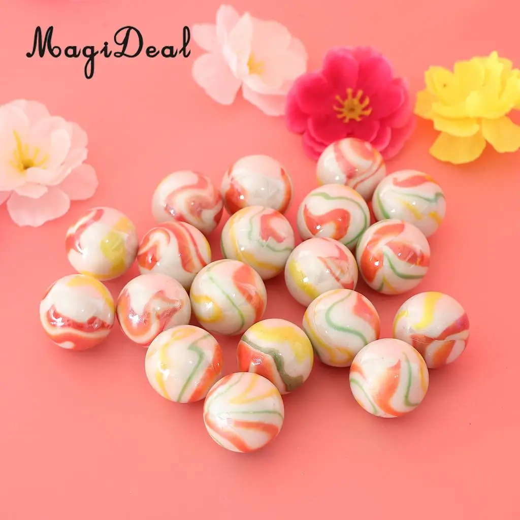 25mm Floral Stripes Glass Marbles, Pack of 20, Kids Marble Ball Run Game Toy, Chinese Checkers Marble Beads Collections #B