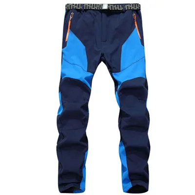 Зимние мужские уличные походные флисовые походные брюки, водонепроницаемые ветровки, толстые теплые брюки, мужские флисовые брюки RM141 - Цвет: Blue