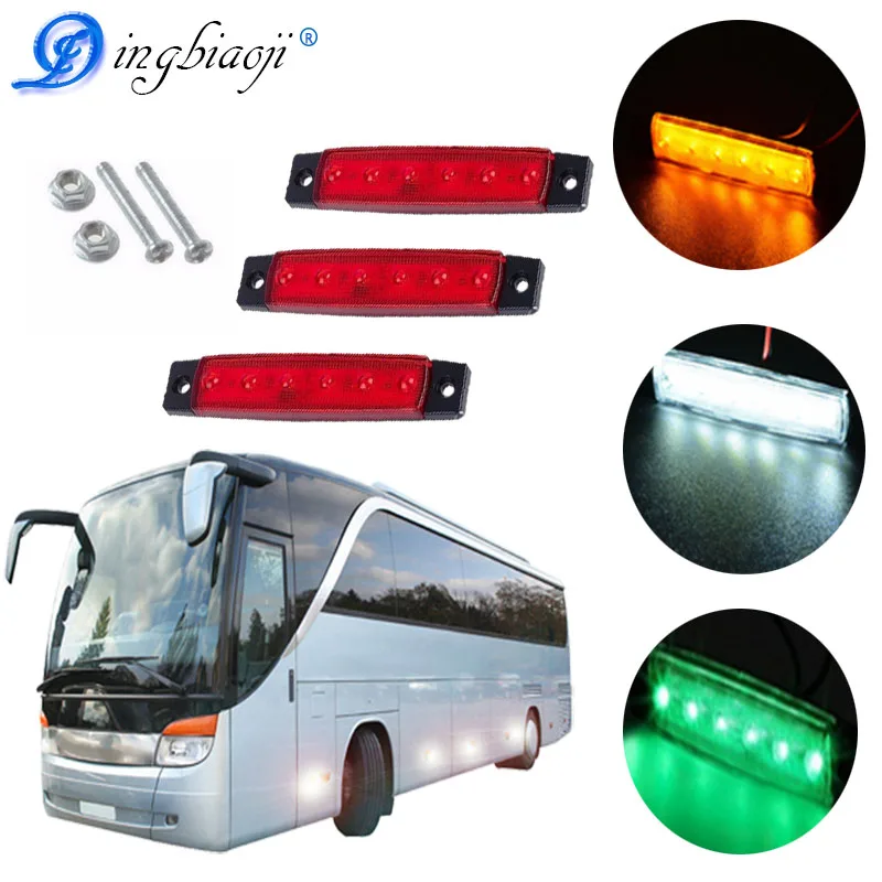

12 V 24 V 6LED Indicatore Laterale Indicatori Luci lampada Per Auto Camion Rimorchio del Camion 6 LED Ambra Clearence Bus
