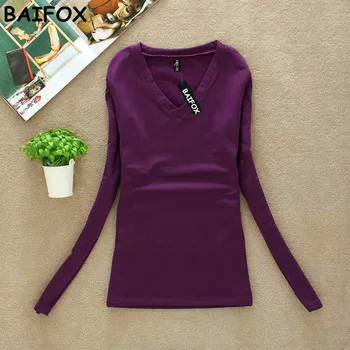 BAIFOX New 2017 Fashion Export Brand Women Cashmere Sweater Solid Long Sleeve Slim Women Knitted Wool Sweater Pullovers Spring
