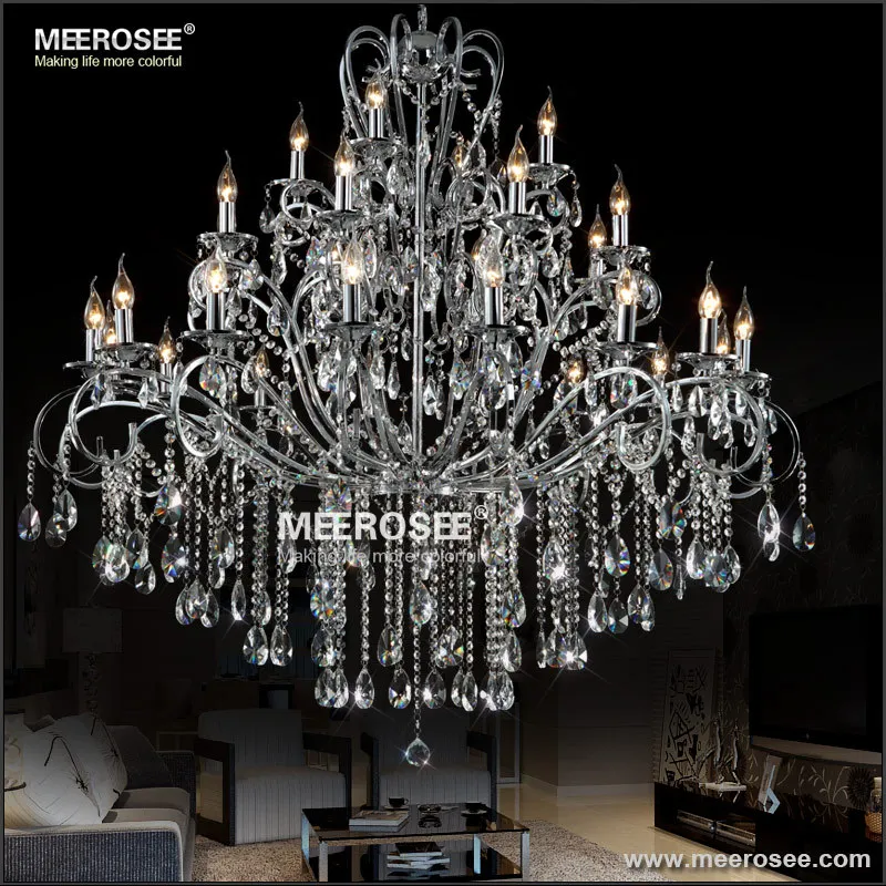 

Wrought Iron Chandelier Lighting Crystal Light Fixture Large Chrome Lustre De Sala Crystal Hanging Lamp Candelabros Decorativos