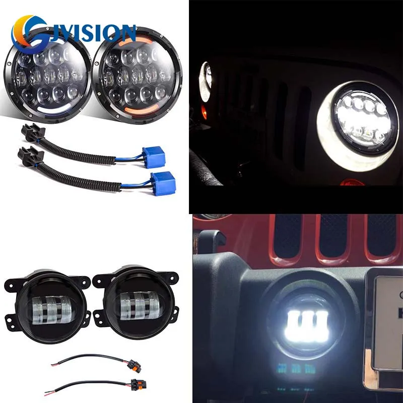 2шт 105 Вт 7 дюймов LED фары с Белый/Янтарный включите singal огни DRL + 4 дюймов противотуманной фарой дальнего света для Jeep Вранглер JK 2шт 105 Вт 7 дюймов LED фары с Белый/Янтарный включите singal огни DRL + 4 дюймов противотуманной фарой дальнего света для Jeep Вранглер JK