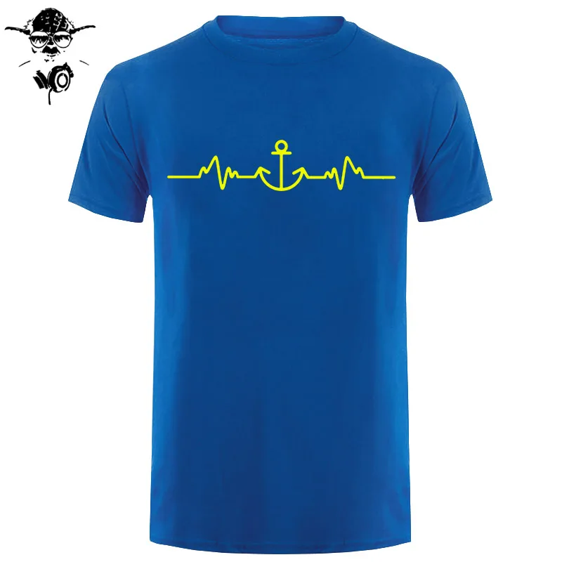 Sailinger Anchor Pulse Heartheat Футболка-Yacht Sail Tee Забавный подарок на день рождения Футболка с принтом Мужская брендовая футболка Новинка