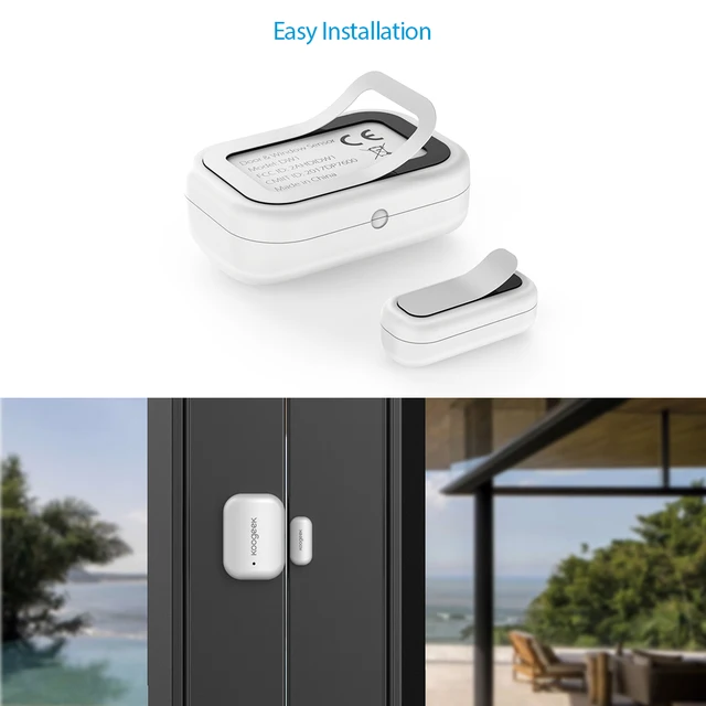 Original Koogeek Wireless Door Window Sensor Magnet Detector Work with Apple HomeKit No Hub Required Replaceable Battery