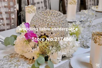 

crystal candelabra centerpiece with flower bowl , crystal ball wedding centerpiece table top chandeliers