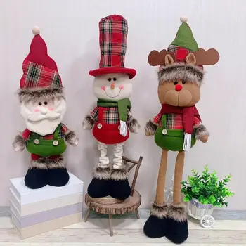 

Christmas Stretchable Santa Claus Snowman Elk With Telescopic Leg Ornaments Gift Dolls for home Scene Decorations navidad