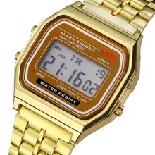 Reloj electrónico de moda Ultra delgado Vintage Acero inoxidable pantalla Digital alarma reloj de pulsera relojes deportivos