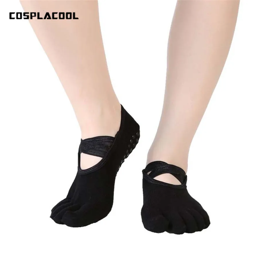 

Professional Women Non-slip Fitness Dance Pilates Toe Socks Women's Good Grip Socks 5 Toe Bandage Ballet Dance Pilates Socks