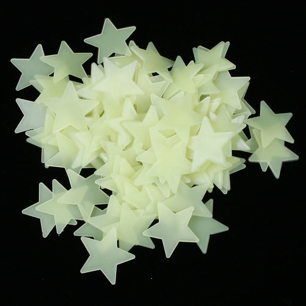 

100Pcs Wall Stickers Decal Glow In The Dark Baby Kids Bedroom Home Decor Color Stars Luminous Fluorescent Wall Stickers Decal