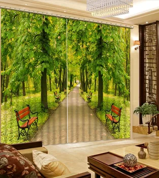 

green curtains 3D Window Curtain Dinosaur print Luxury Blackout For Living Room forest curtains