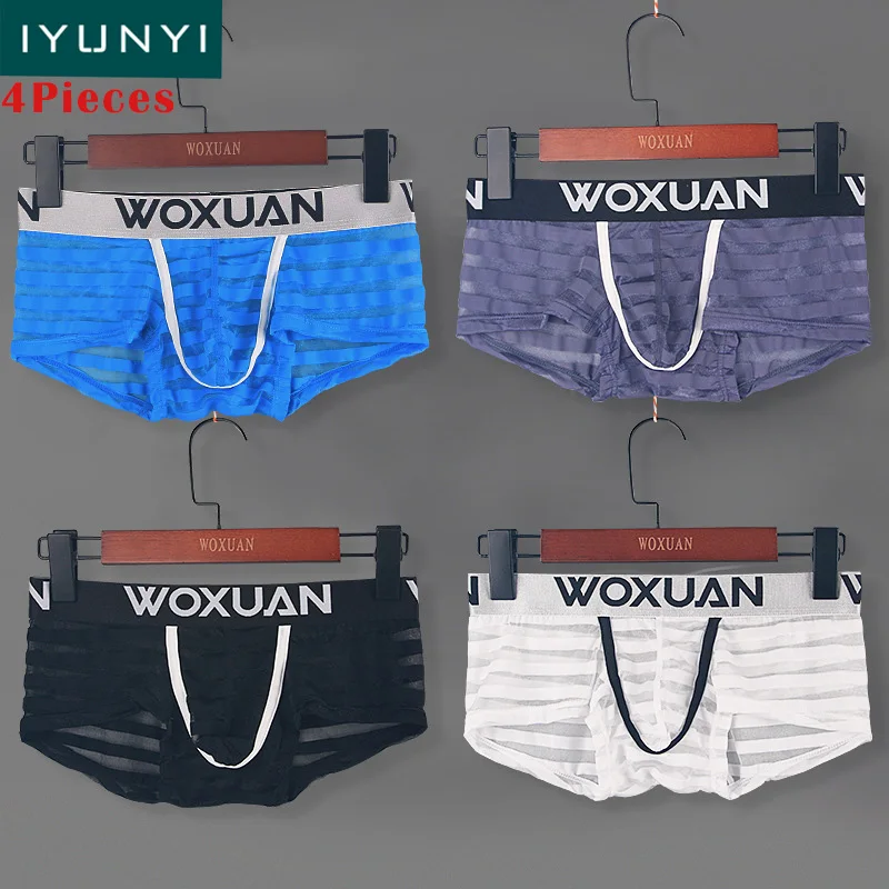 

IYUNYI Mesh See Through Transparent Sexy Men Panties Sexy Sheer Men's Underwear Boxers Sexy Gay Underwear Men Shorts