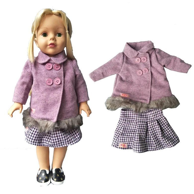 Winter Fur Coat and short dress Doll set for 18 inch 45cm girl doll
