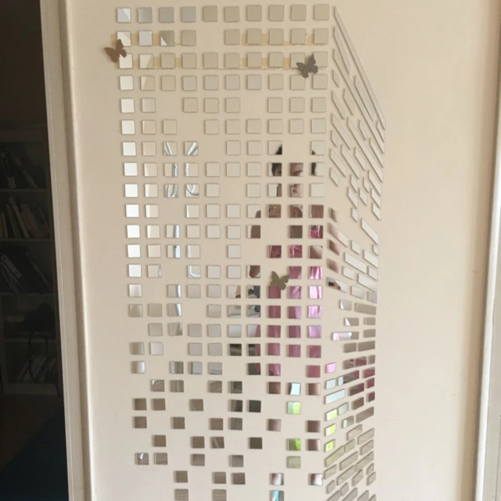 Декор мозаика на стену Купить DIY Мозаика маленькие квадраты 3D акриловая Зеркальная Наклейка на стену 