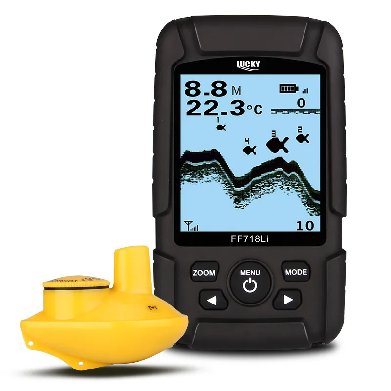 محظوظ FF718Li-W المحمولة صياد السمك اللاسلكية 180 m 90 درجة سونار Fishfinder متعددة اللغات 45 m الأسماك عمق إنذار صدى أسلم