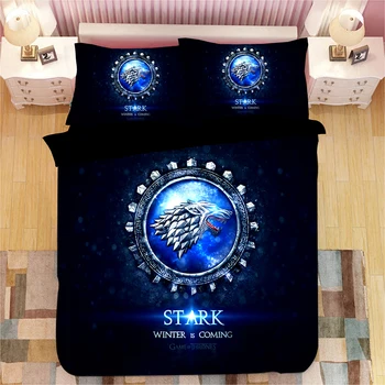 

3D Bedding Set Game Of Thrones Wolf Bedding Sets twin full Queen king Size Duvet Cover Sets Pillowcases black blue bedclothes