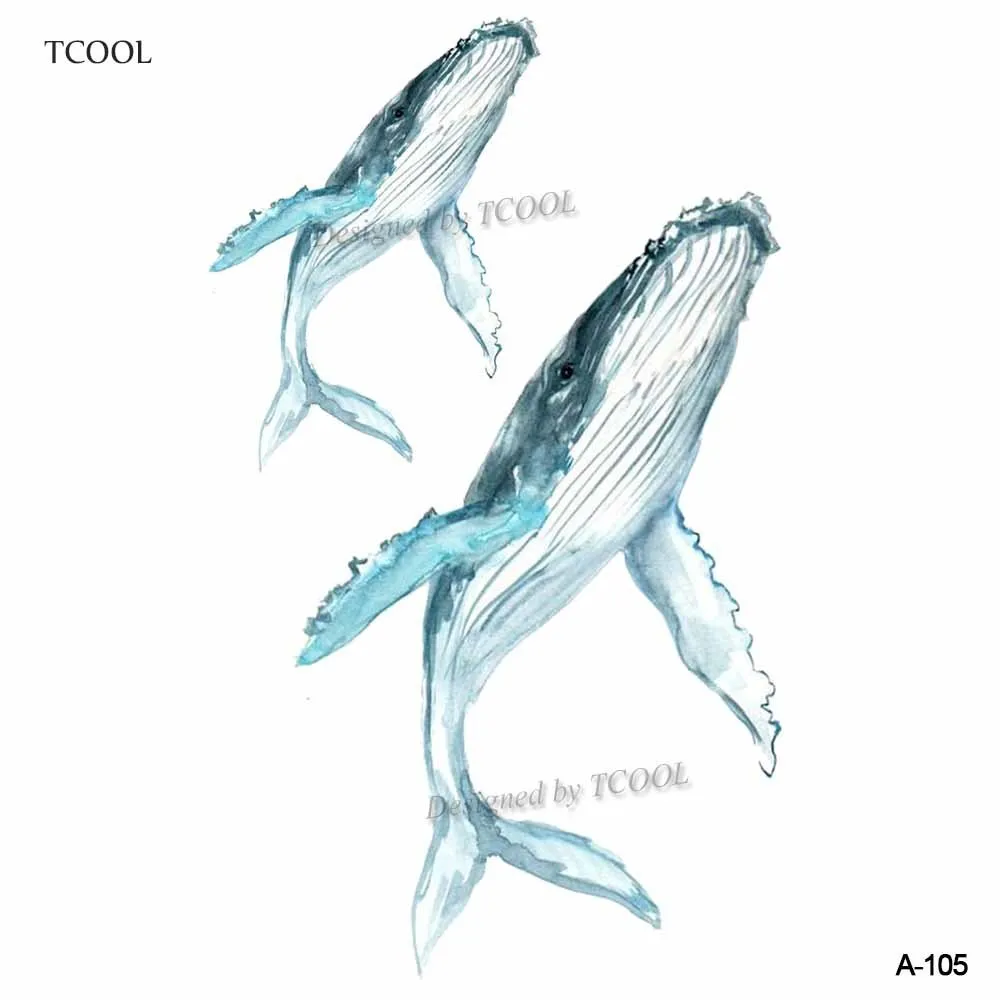 Wyuen Китовая акула море Животные Временные татуировки Водонепроницаемый Для женщин поддельные Для тела Книги по искусству рука татуировки Стикеры 9.8x6 см детские руки татуировки A-106