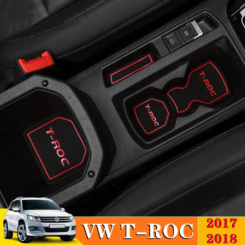 

Anti-Slip Non-Slip Rubber Decorative Cup Holder Sticker Car Gate Slot Pad Door Groove Mat For VW T-ROC T ROC TROC 2017-2018