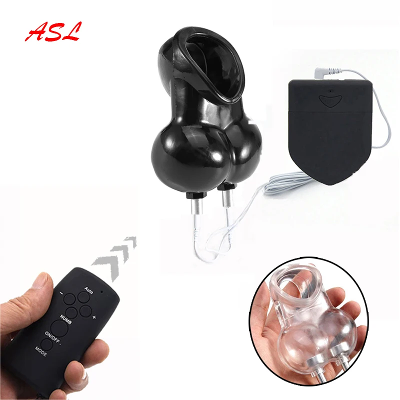 

Wireless Remote Control Electro Shock Male Chastity Device Chastity Cage Cock Rings Scrotum Bound Ring Electic Shock Set