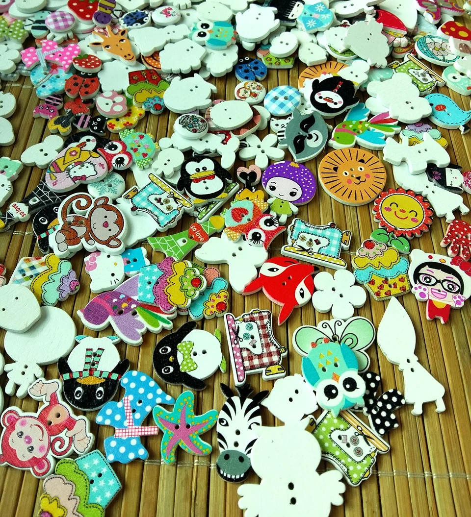 Craft Sewing Scrapbook 150 Wooden Buttons Shaped /& Round Mixed Variety Pack