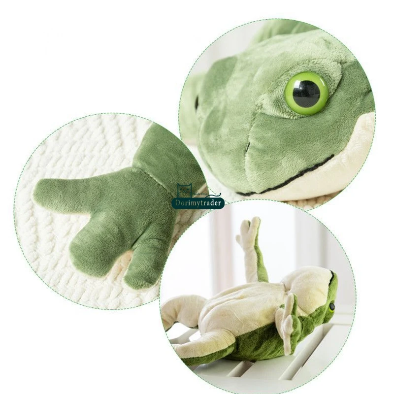 Dorimytrader 60cm New Funny Simulated Animal Frog Plush Toy 24'' Big Stuffed Cartoon Green Frog Doll Pillow Baby Gift DY61558 (10)
