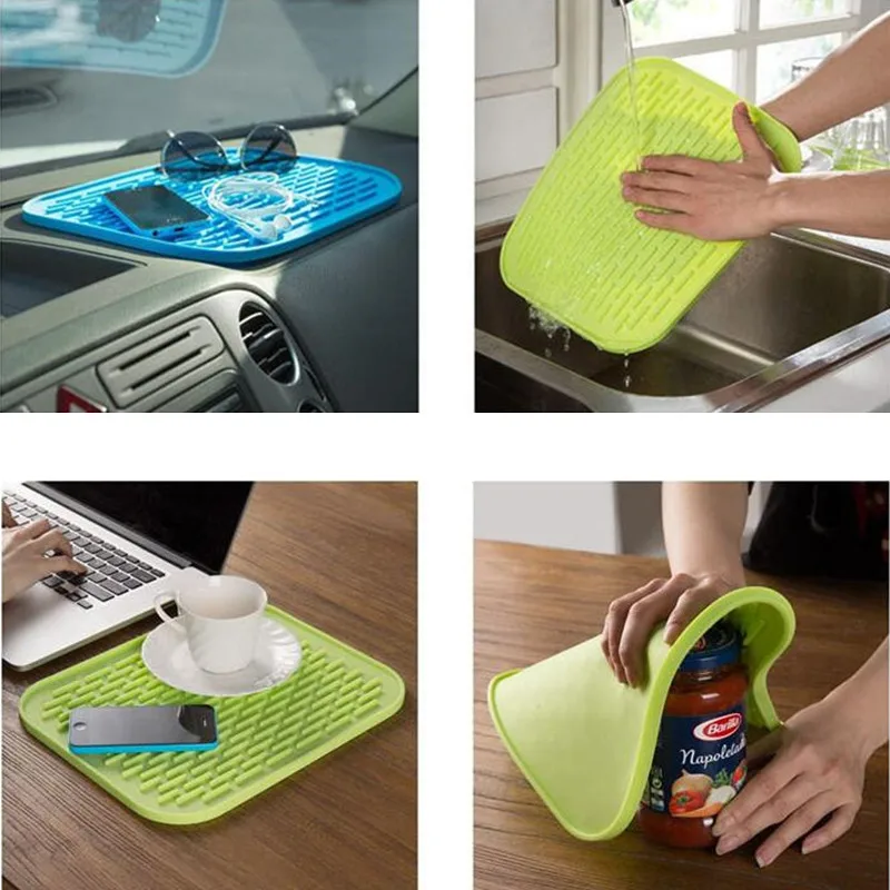 

Kitchen Silicone Table Mat Dishes Cup Pot Drying Mat Heat Resistant Placemats Waterproof Can Opener Non-slip Coaster For Cutlery