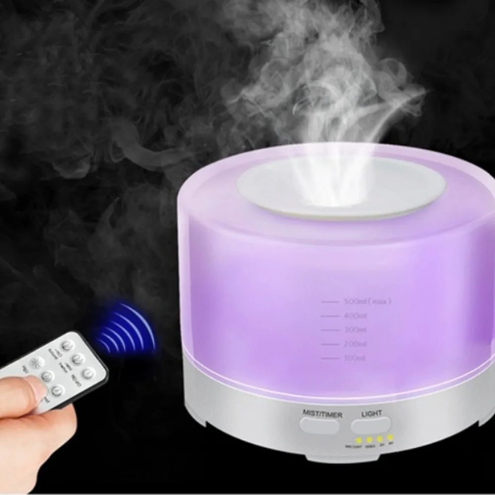 

500ML Remote Control LED Air Humidifier Home Office Car Ultrasonic Cool Mist Steam Nebuliser Quiet Diffuser Purifier Mist Maker