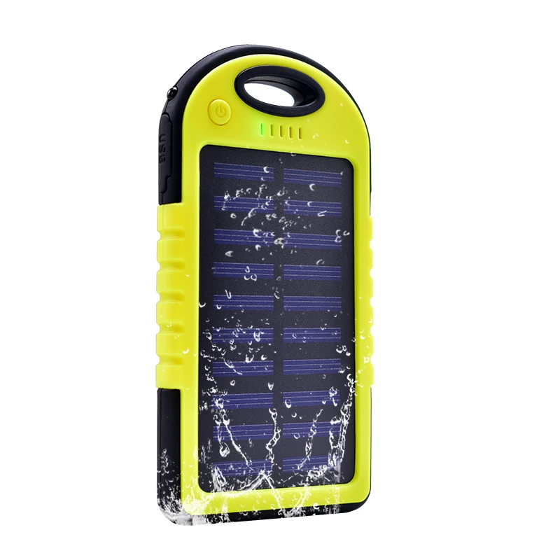 8000mAh Solar Power Bank Portable Waterproof Solar Charger Dual-USB External Battery Power Bank Full Screen LED Light Backup