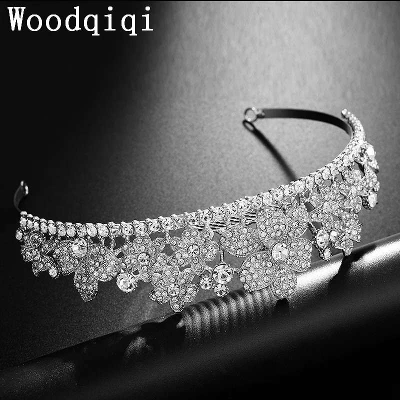 Woodqiqi невесты Женщины ободок для волос Стразы Принцесса Тиара девушка