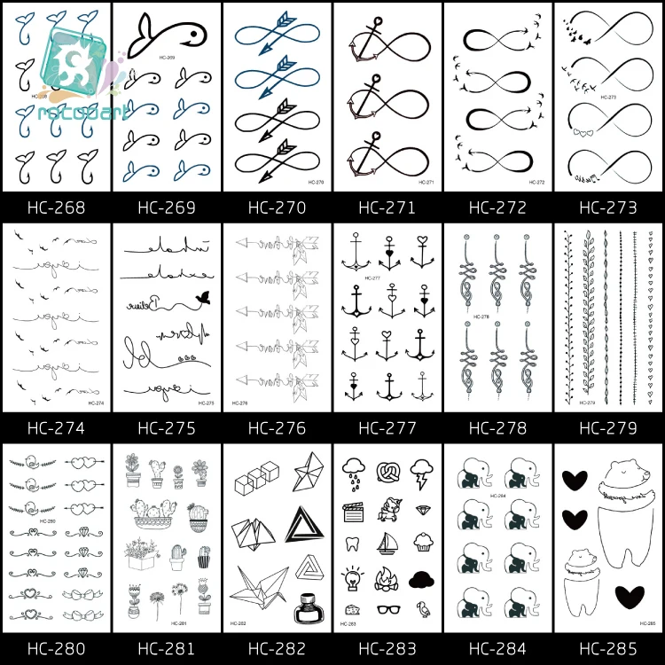 Небольшой традиционный черный классический татуировки Стикеры наручные в виде стрелы, знака бесконечности шаблон дизайна Водонепроницаемый Поддельные Временные татуировка на тело
