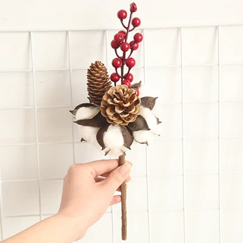 

Artificial Kapok Natural Dried Flower Branch Cotton Wedding Decoration Home Party Festival Supplies DIY Wreath Fake Floral Gift