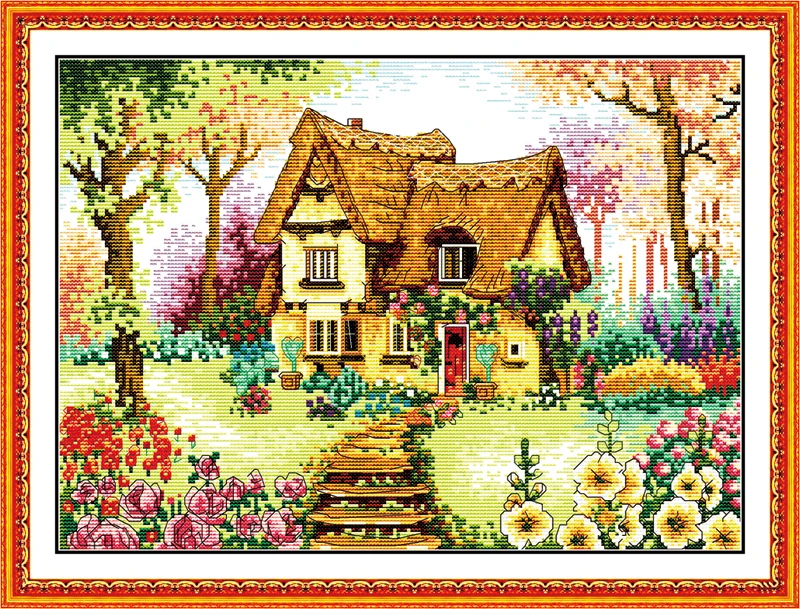

A Country cabin Cross Stitch Kits 11CT Printed 14CT Cross Stitch Set DIY Chinese Cross-stitch Counted Embroidery Needlework