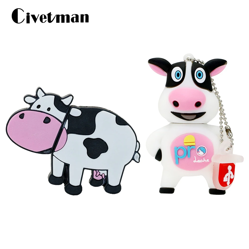 

Pendrive Cartoon Dairy Cow USB Flash Drive 4GB 8GB 16GB 32GB 64GB Cute Animal Cattle USB 2.0 Memory Stick Mini Pen Drive Disk
