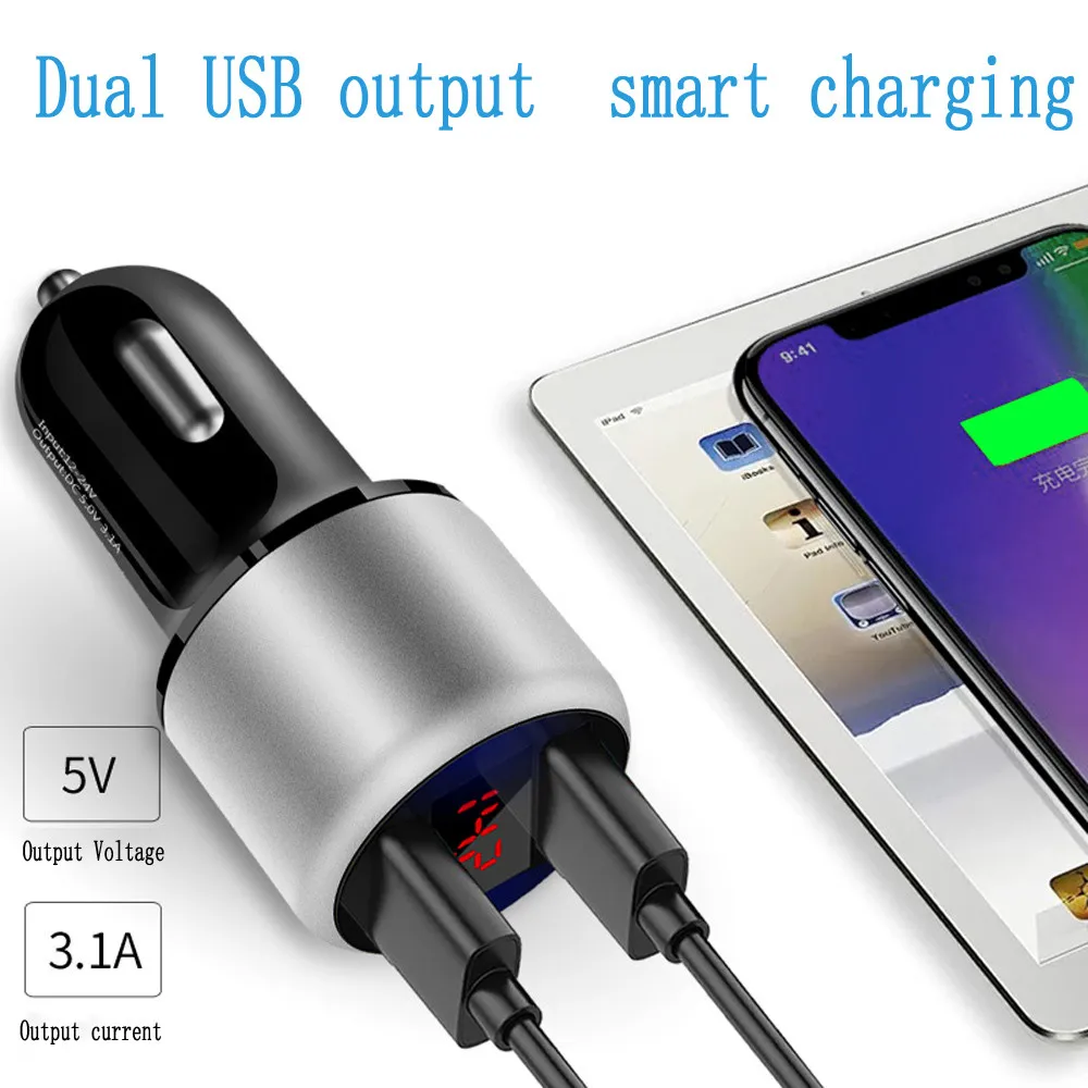 Франшиза 2019 314 а двойное автомобильное зарядное устройство USB 2 порта ЖК дисплей 12