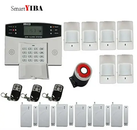 

SmartYIBA GSM Alarm System Home Alarm Kit Quad-Band Multi-function Infrared PIR Motion Alarm Door Gap Sensor Siren Horn Alarm
