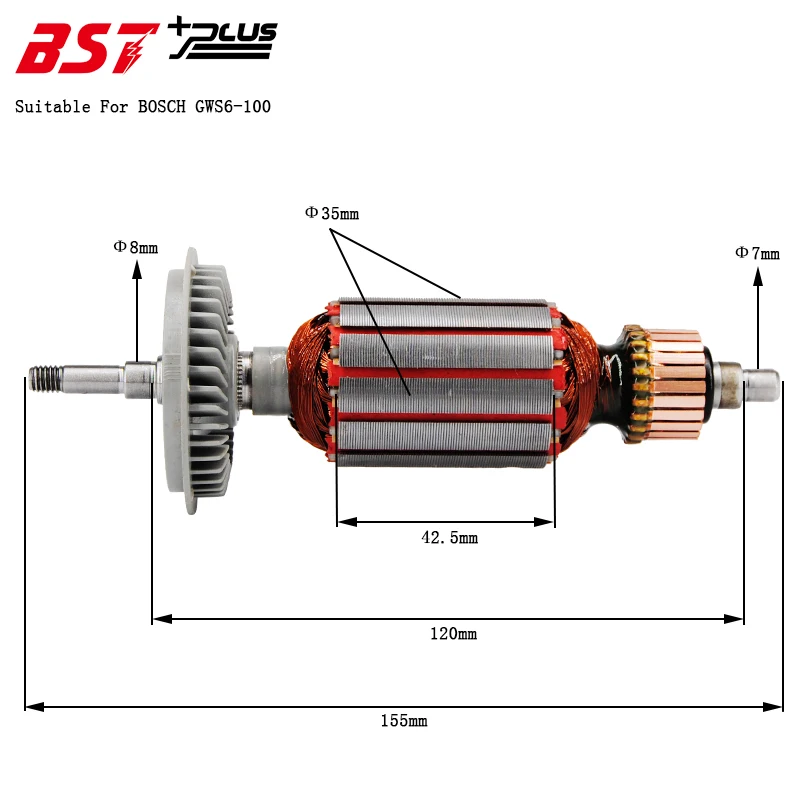 Ротор/арматура Подходит для BOSCH GWS6-100 угловая шлифовальная машина AC220V-240V