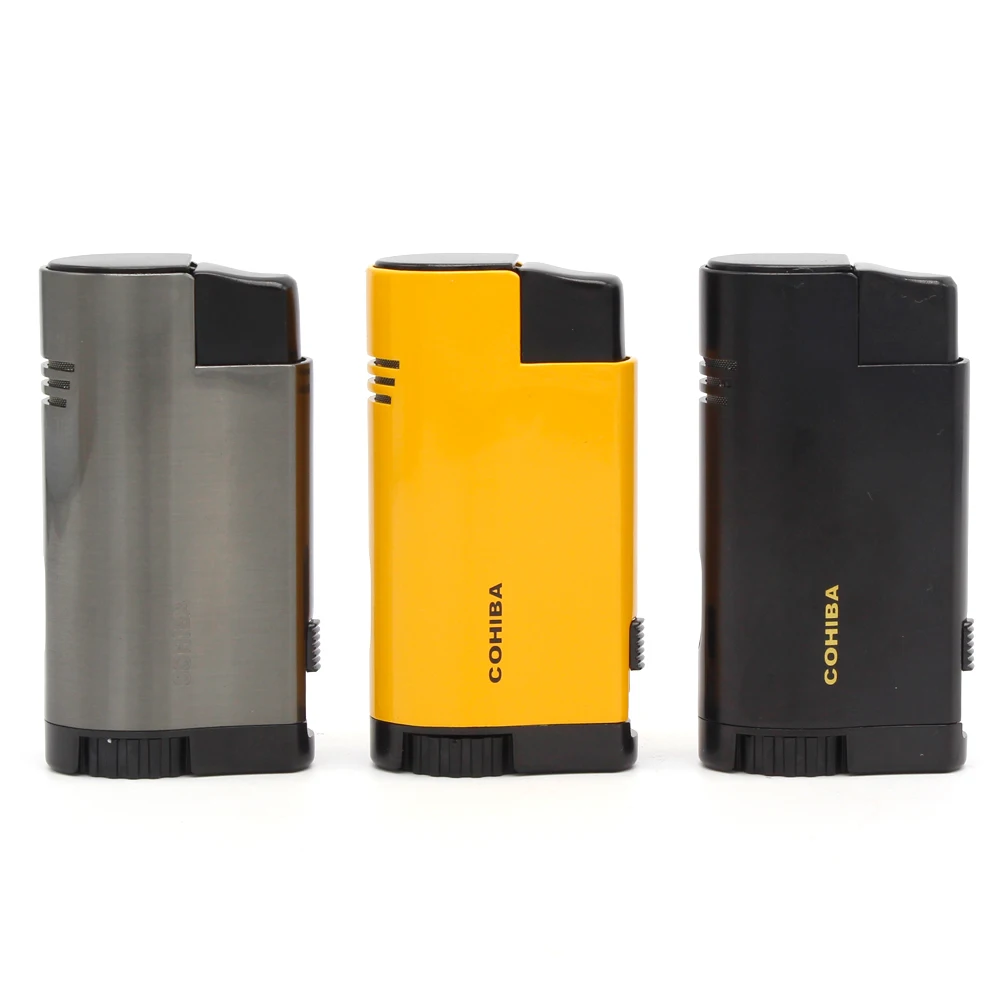 COHIBA Smoking Gadgets Cool Metal Windproof Cigarette Lighter 3 Torch