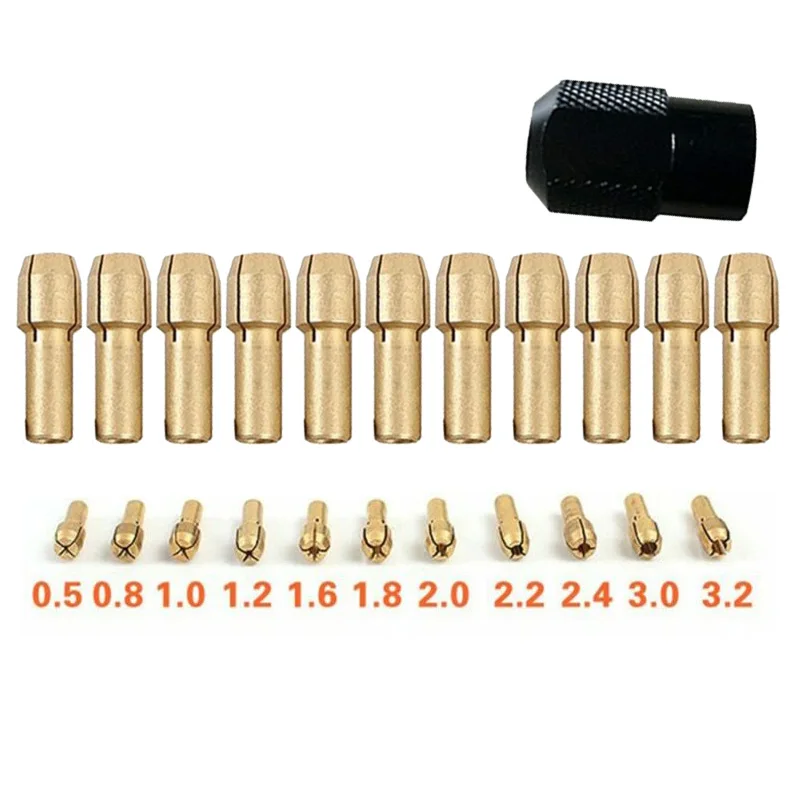 12 X Brass Chuck Collet M8*0.75 Rotary Tools Toolholding Shank Equipment Copper Chuck Diameter 4.2mm
