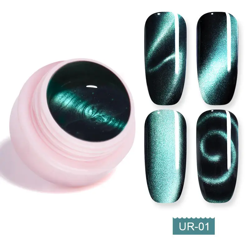 UR SUGAR 5D Magnetic UV Gel Nail Polish Glitter Red Silver Green Colorful Soak Off UV LED Gel Hybrid Nail Varnish - Цвет: Золотой