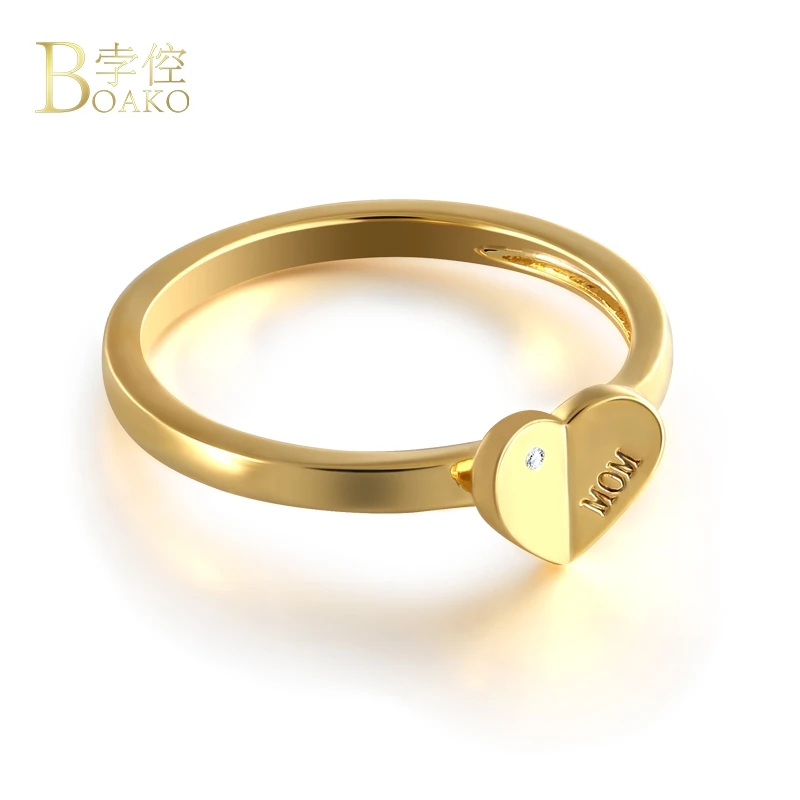 

BOAKO Simple Rings For Women Mother's Day Gift MOM Letter Ring Jewelry Accessories Copper Gold Color Birthday Festival Gift B3