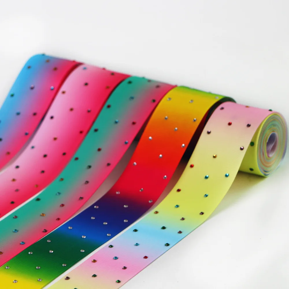 

1-1/2" Diamond rainbow printed grosgrain ribbon 38mm 5 yards diy rhinestones Hair Bow materials Hair Accessories ribbons